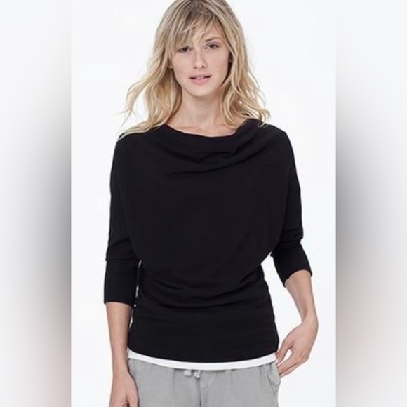 James Perse Sweaters - James Perse Drape Neck Vintage Terry Fleece Pullover in Black 4 XL